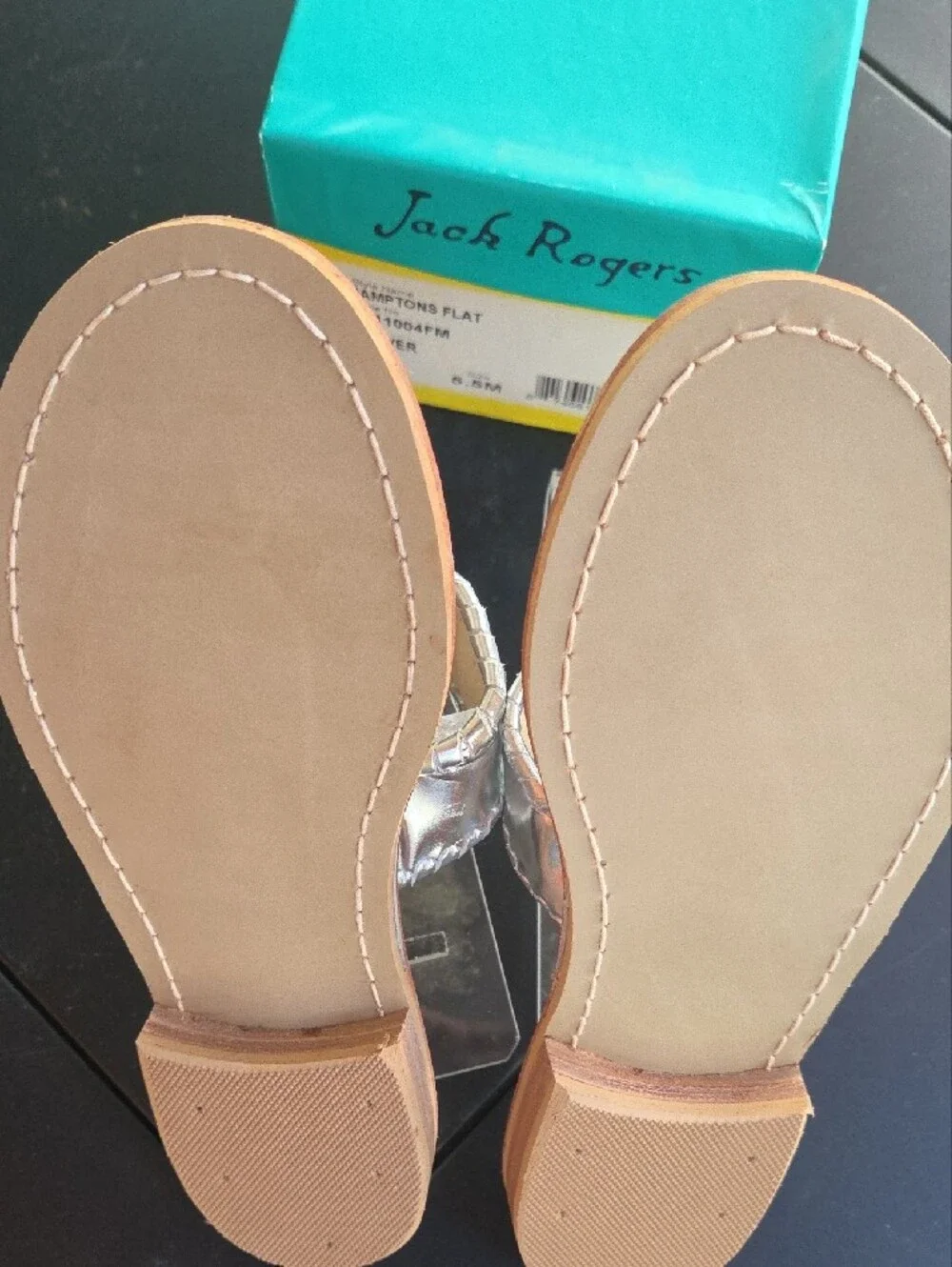 Jack Rogers Women’s Silver Leather Sandal - Hampton Style